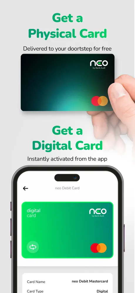 neo by Bank Audi — physical and digital cards